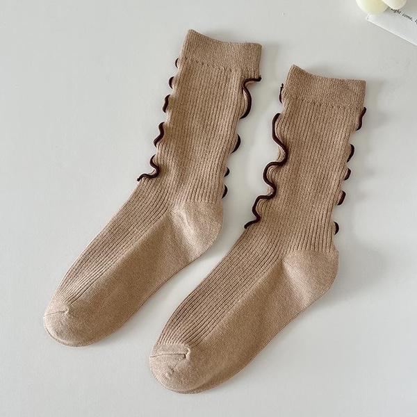 1PAIR Носки женские весна/лето новый стиль волнистые персонализированные носки средней длины носки для девочек в стиле академии моды