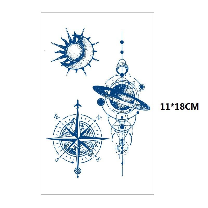 Herbs Gradual Change Jellyfish Planet Feather Snake Big Pattern Geisha Slowly Color Simulation Water Transfer Tattoo Sticker
