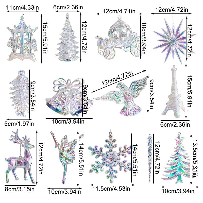 1 шт. Акриловые Подвески на Рождественскую Елку Разных Стилей Кристально Прозрачные Прозрачные Имитация Моделирования Домашнее Украшение Красочная Подвеска