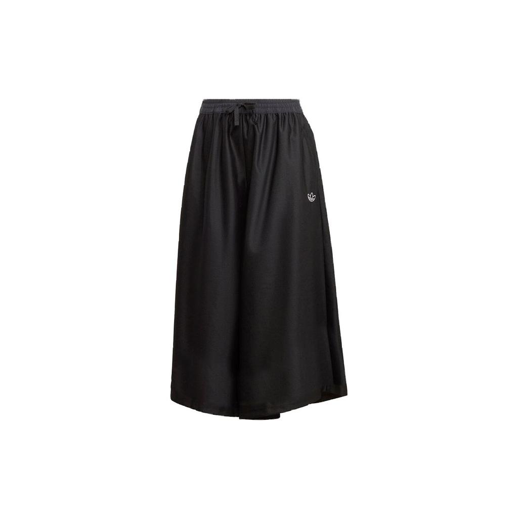 Adidas Оригинальные брюки 3/4 с тремя полосками, прозрачные брюки с широкими штанинами, повседневные брюки, женские брюки, черные GN3180