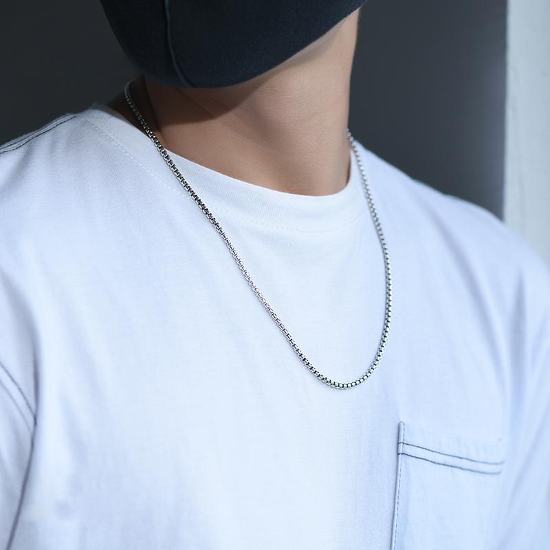 3mm Wide Box Necklace Pendant Pure 925 Sterling Silver Men Women Chain Statement Necklace Jewelry 925 Silver Chain for Women