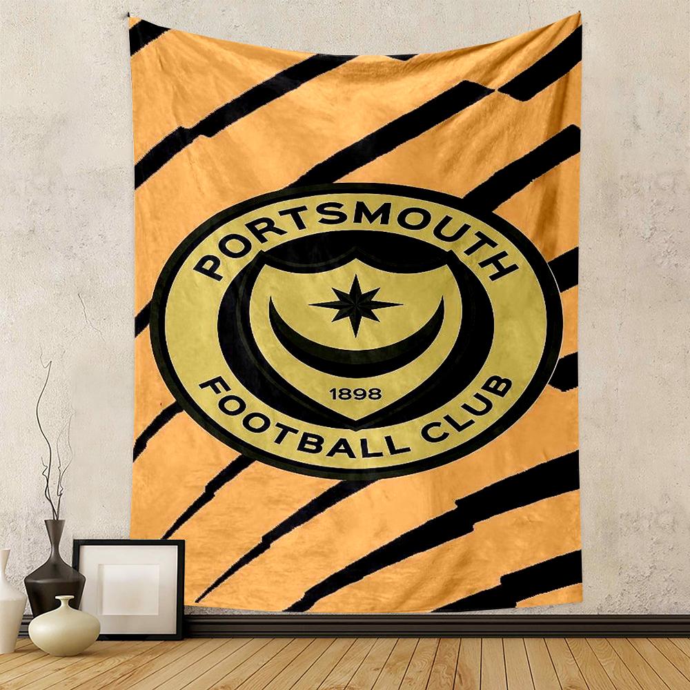 Portsmouth Football Club Logo Yellow Black Patterned tapestry for bedroom and living room home decor sofas