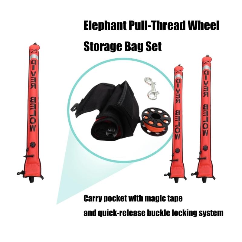 Surfaces Marker Buoys and Dives Reel Set Open Bottom Safety Inflatable Dives Float with Reel Storage Bag Easy to Use