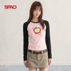 Женская футболка SPAO с рукавами реглан и принтом «Яблочный пес»