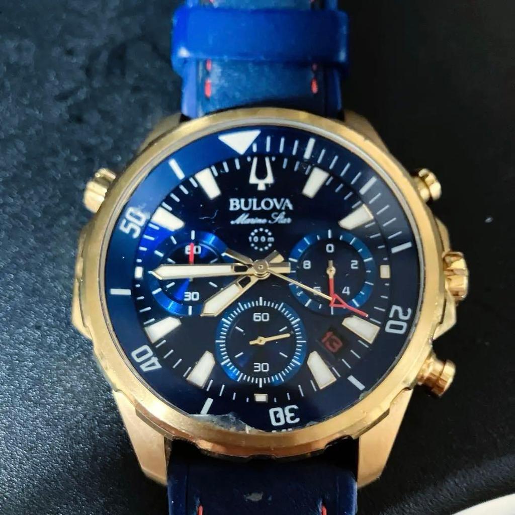 Б/у Bulova Marine Star Синий Золотой