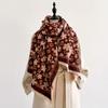 Autumn and Winter New Cherry Blossom Scarf Women's Fringed Imitation Cashmere Thickened Warm Shawl Elegant Scarf