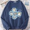 Свитшот с принтом Ice Cat Fun Cartoons для женщин Harajuku Crewneck Hoodie с осенними принтами Sportswear Hip Hop Loose Hoody Pullovers & Long Sleeves Womens