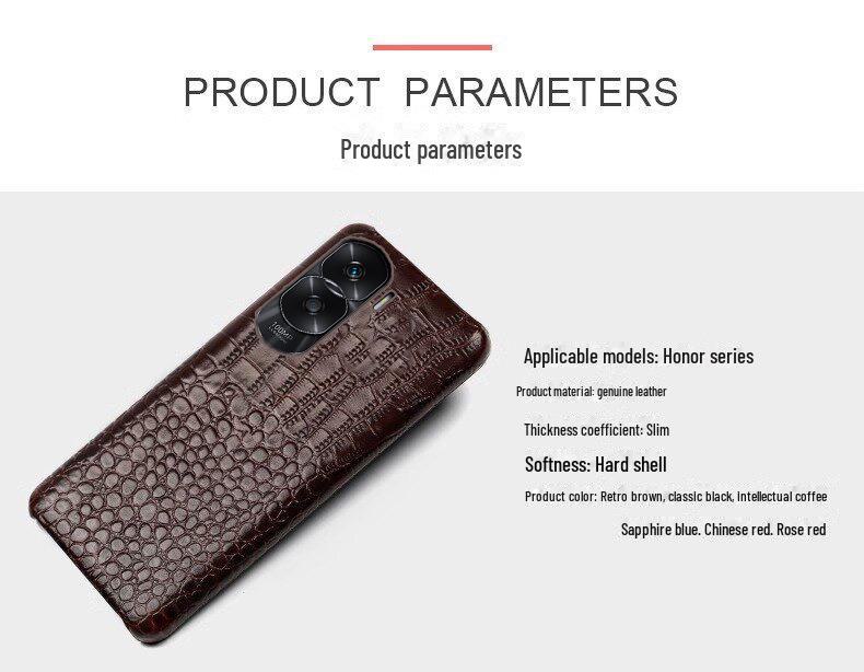 Compatible Honor Play Phone Case: Cowhide Crocodile Pattern, Genuine Leather, Half-Cover for Play 40, 30Plus, and 20Pro Models.