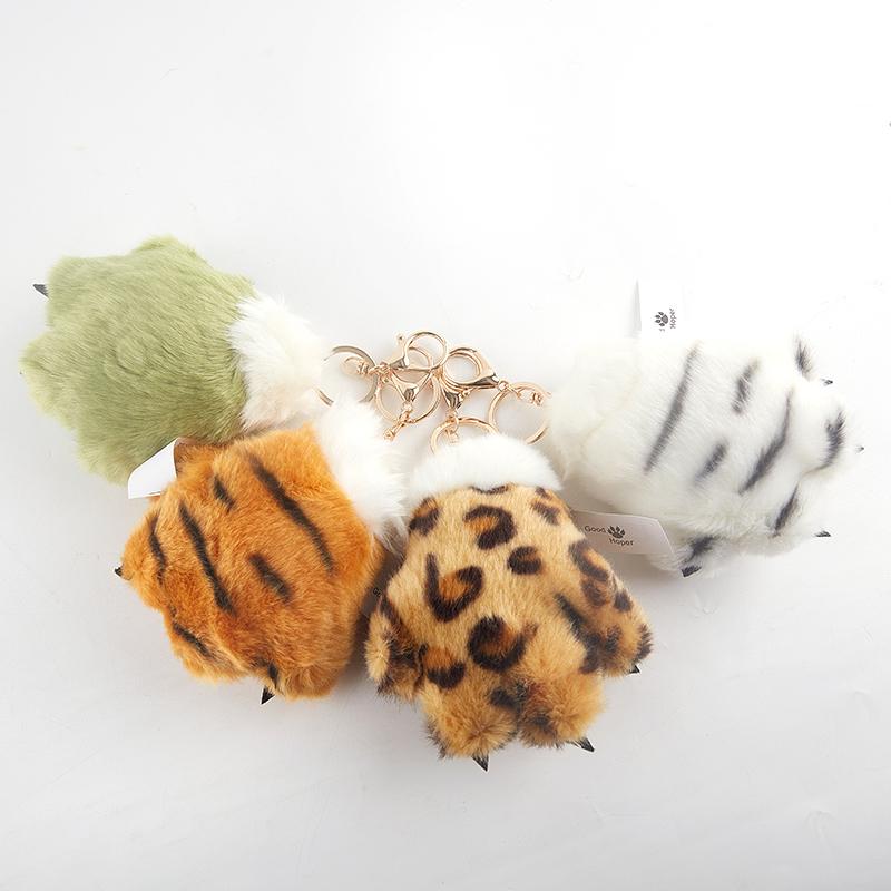 Имитация лапы тигра, плюшевая игрушка, подвеска в виде животного, брелок с леопардовым принтом, школьная сумка