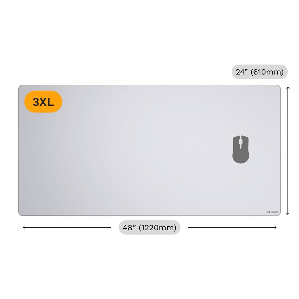 Glorious Mouse Pad 2 Stitched 3XL White Cloth Gaming Mouse Pad x MS0776 (1220 610mm) GLO-MP2-CLTH-STC-3XL-WHT