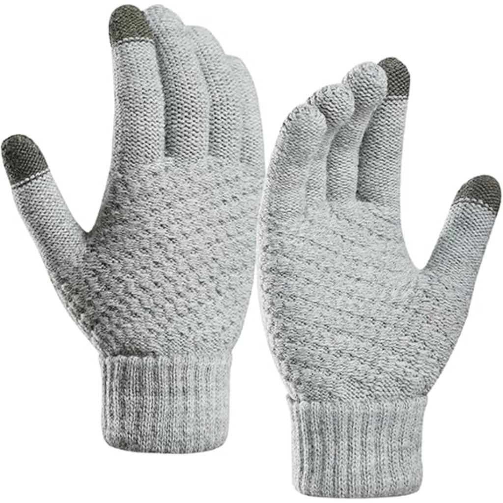 Теплые перчатки для женщин и мужчин. Вязаные варежки с флисовой подкладкой.