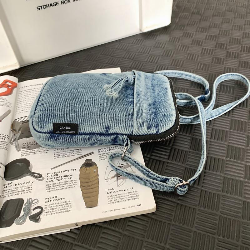 Джинсовая сумка для телефона на молнии, мини-сумка через плечо для женщин и мужчин