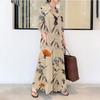 Colorful Lapel Long Sleeved Pocket Simple Loose Casual Long Cardigan Dress
