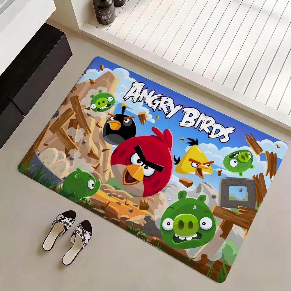 Коврик для пола Angry Birds Эко-фланель Коврик для двери Нескользящий Без запаха Для помещений Мягкий Короткий ворс Ковер для пола