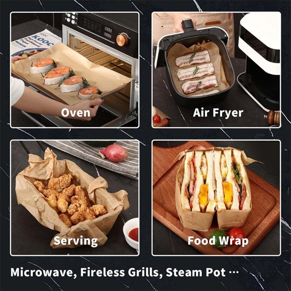 50/100PCS Food Grade Baking Paper Waterproof Baking Sheets New Parchment Paper Sheets Air Fryer