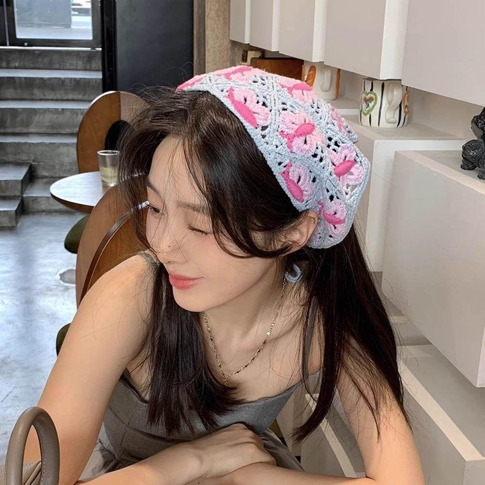 Вязаная треугольная повязка на голову ручной работы крючком повязка на голову полотенце милый платок шляпа для девочек