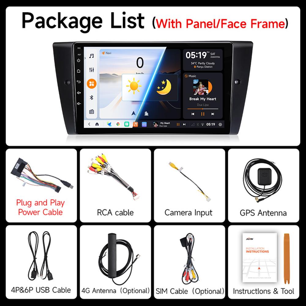 JIUYIN 9" Android 13Car Radio For BMW 3-Series E90 E91 E92 E93 wireless CarPlay Android 13 Auto car intelligent systems No 2 din