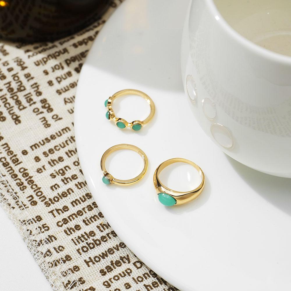 2024 6 колец/набор светло-зеленых драгоценных камней подарочный набор колец открытый модный подарок вечерние женские кольца