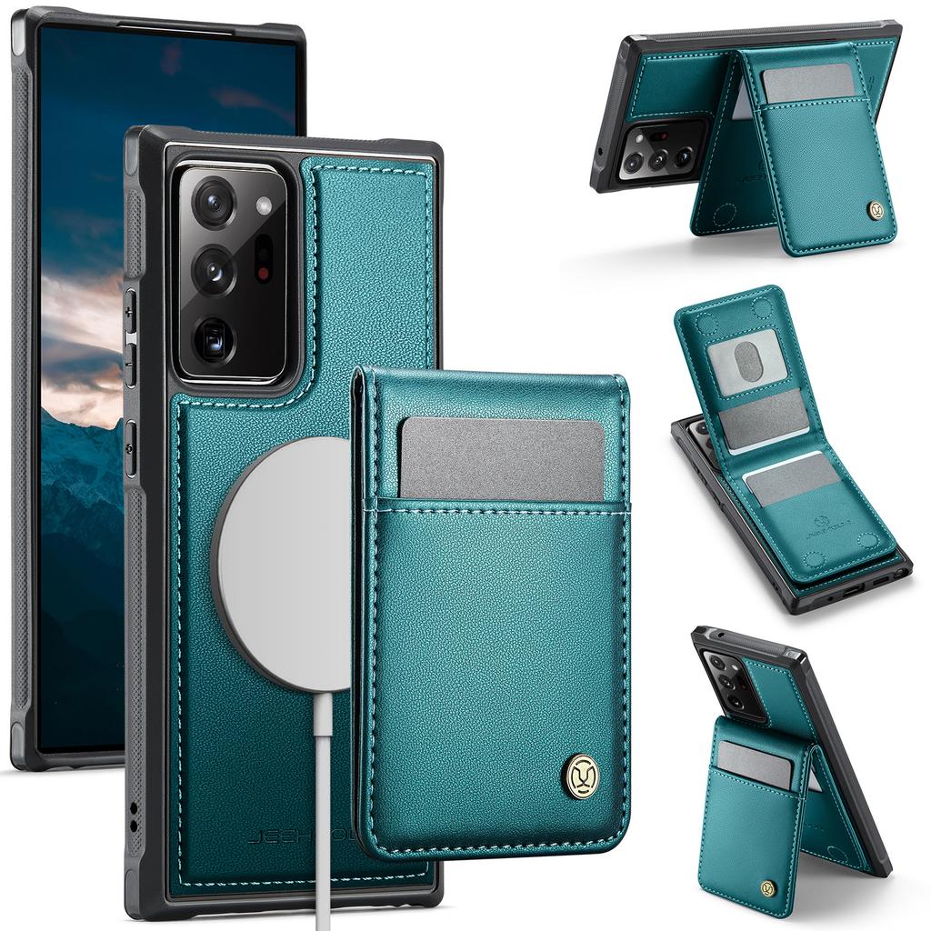 Для Samsung Galaxy Note20 Ultra Кожаная задняя крышка Совместима с MagSafe Чехол для телефона JEEHOOD J06 с карманом для карт Блокировка RFID