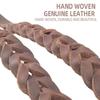 Soft Braided Dog Collar Heavy Duty Puppy Neck Strap Reusable Leather Dog Collar  Outdoor