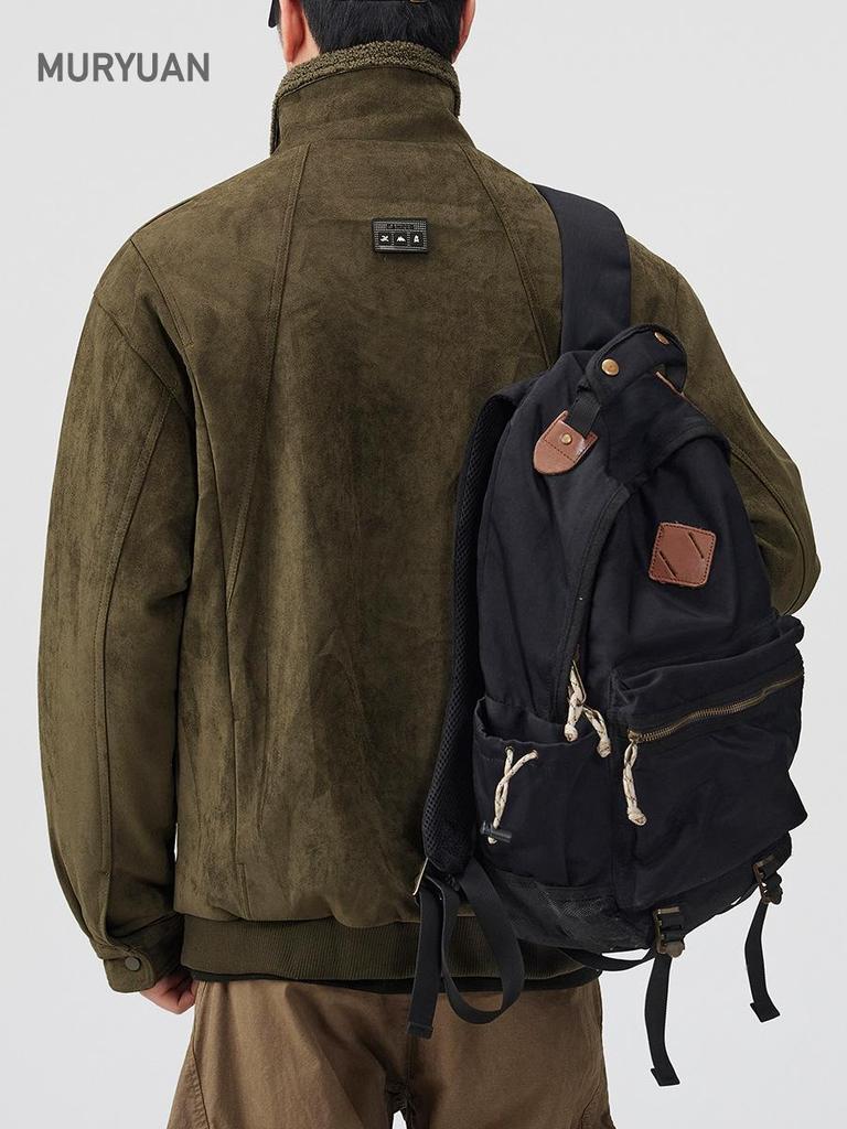 Мужская ретро-куртка Mu Yuan из кожи и меха ягненка - Зимняя коллекция
