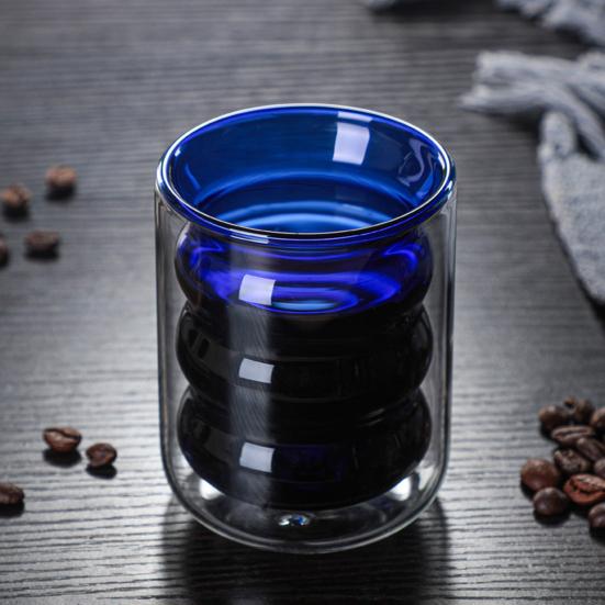 200ml Colored Thread Coffee Glass Cup Double Wall Insulated Wine Whisky Mug Sale Goods