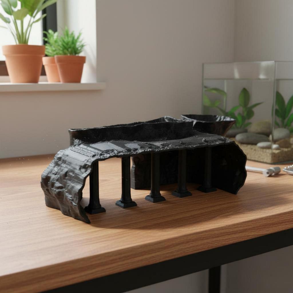 Submerged Roman Column Aquarium Cave Ancient Mansion Hideout for Fish Tanks and Aquatic Decor