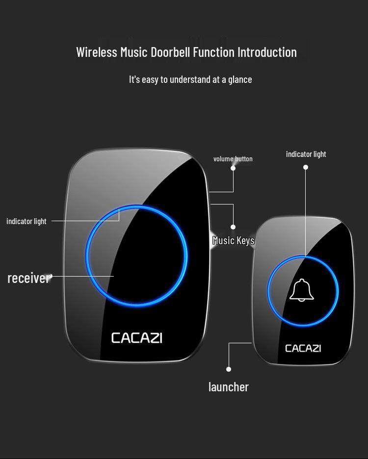 Wireless Waterproof Plug-Free Doorbell and Elderly Pager, Battery Operated