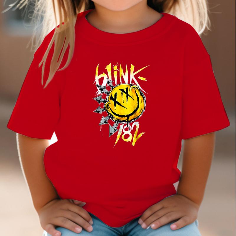 Fashion Blink 182 Kids T-Shirts Blink 182 Concert Graphic Black Boys Girls Summer Short Sleeve Shirt Hot New Child Blink Tshirt