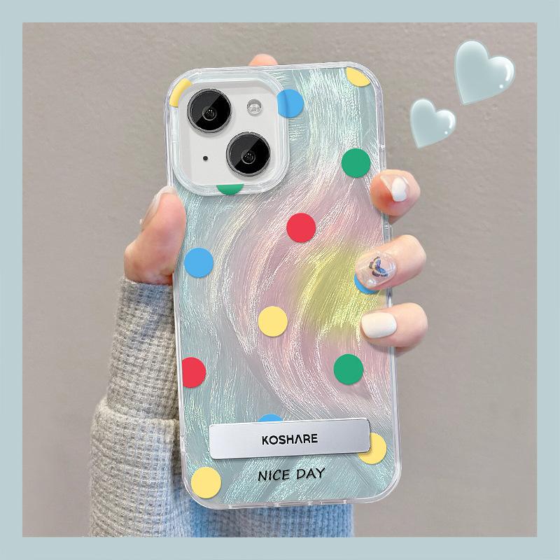 Подходит для Apple 15 Чехол для мобильного телефона Iphone14promax Цветной горошек Подставка 13 Перьевая пряжа 12 Высококачественное большое отверстие