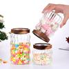 Деревянная крышка Полосатая стеклянная бутылка для хранения Запечатанная банка Чай Кофе Зерна Зерна Банки для конфет Органайзер Кухонная еда Стеклянные контейнеры