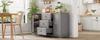 Modern, Elegant Sideboard with 3 Drawers and Refrigerator-Like Doors, Buffet Cabinet for Dining Room, Living Room and Hallway (Grey)
