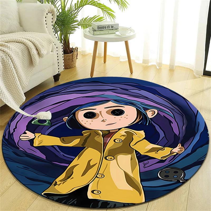 1pc Coraline (5) Design Printed Area Round Carpet for Bedroom Living Room Home Decor Rugs Mat Non Slip Mat Rug for Bedside