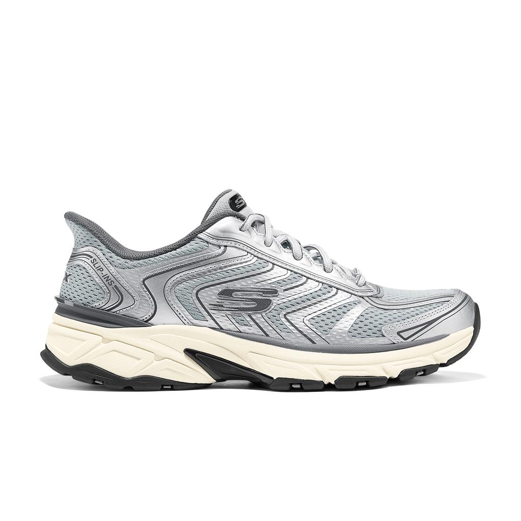 Skechers Серебристые слипоны Летние Ретро Удобные Повседневные Спортивные Толстая подошва Мужские кроссовки 233150-SLGY