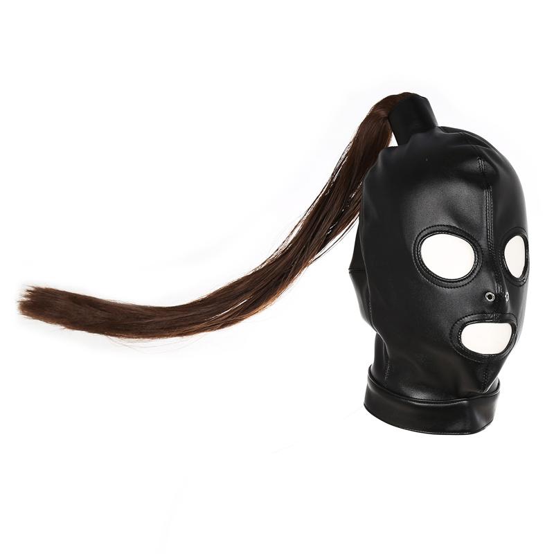 Exotic Accessorie Horse Shaped Hood Wig Anonymous Mask Stage Props Bdsm Couple Game Bondage Clothes Alternative Goods For Adults