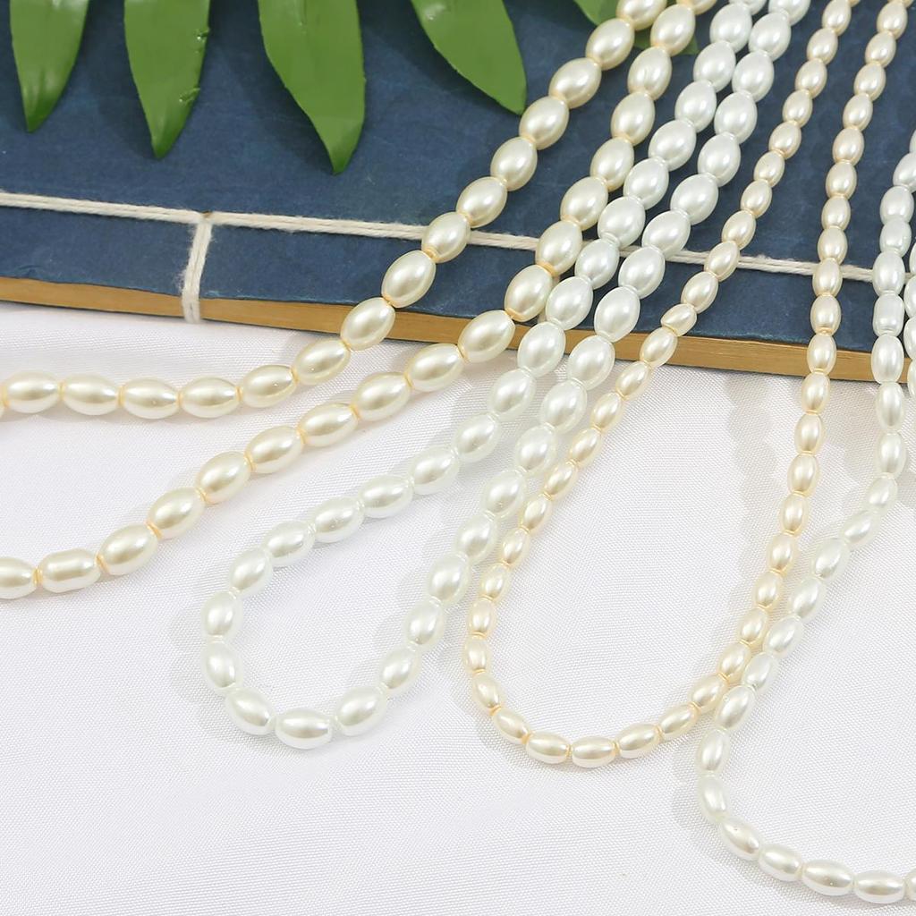 80 см стеклянные искусственные жемчужины бусины белые цвета слоновой кости овальные бусины для изготовления ювелирных изделий своими руками ожерелье браслет серьги фурнитура