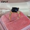 Kinel Black Square Rings For Women Rose Gold Trendy Jewelry