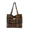 New retro woolen plaid shoulder bag autumn and winter new commuter shoulder bag messenger bag women's casual simple bag