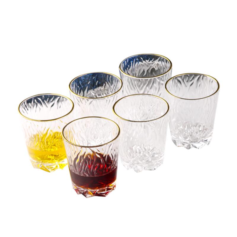 Flavinmci Carved Transparent Flame Whiskey Glasses, Set of 6