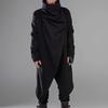 Men Cloak Coat High Collar Long Sleeve Street Style Windbreaker Solid Color Irregular Hem Mid-Length Outwear Punk Style Winter Outerwear