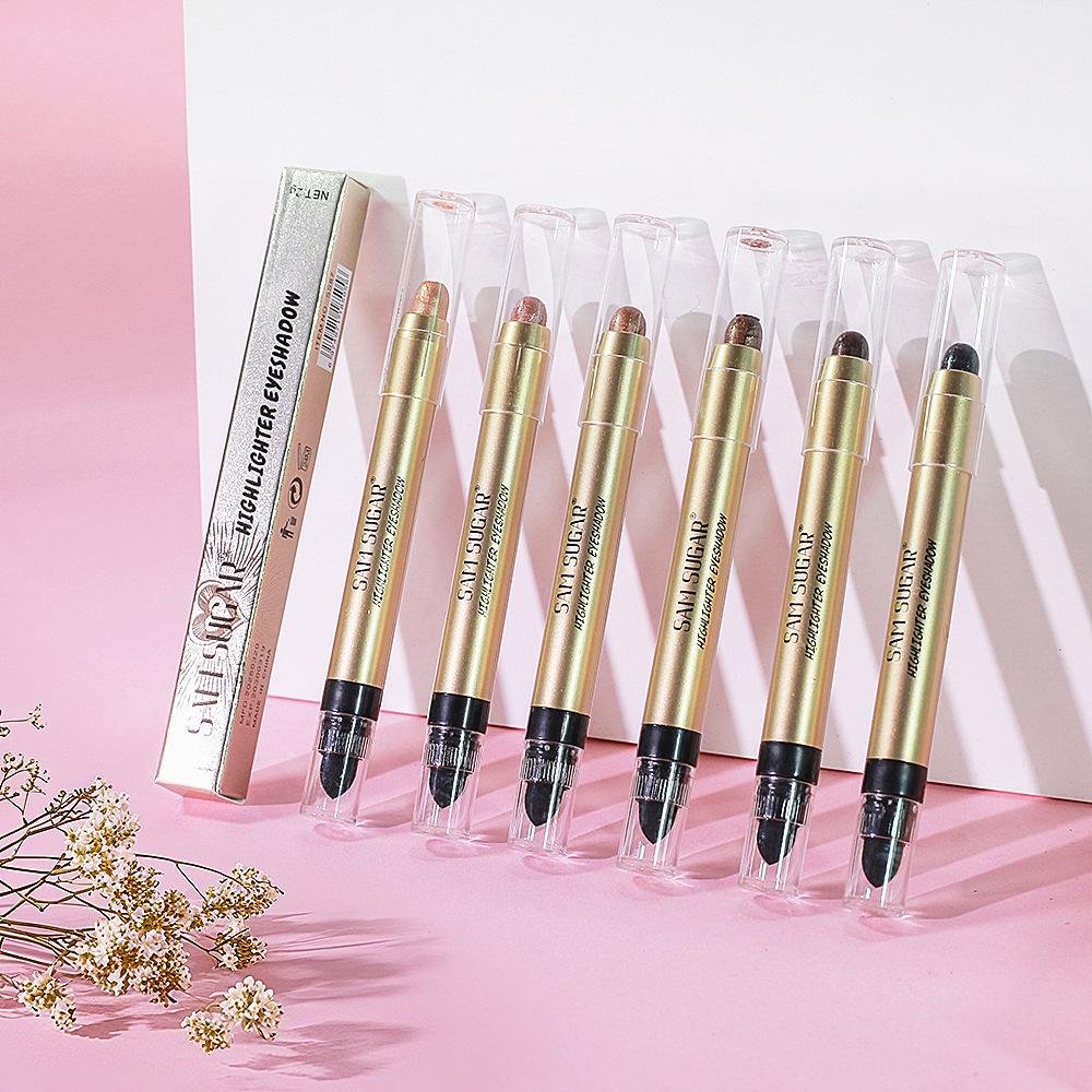 Металлические тени для век и блеск для губ два в одном, водостойкий карандаш для макияжа, высокая пигментация, шиммер, матовый, двухсторонний, ручка для красоты