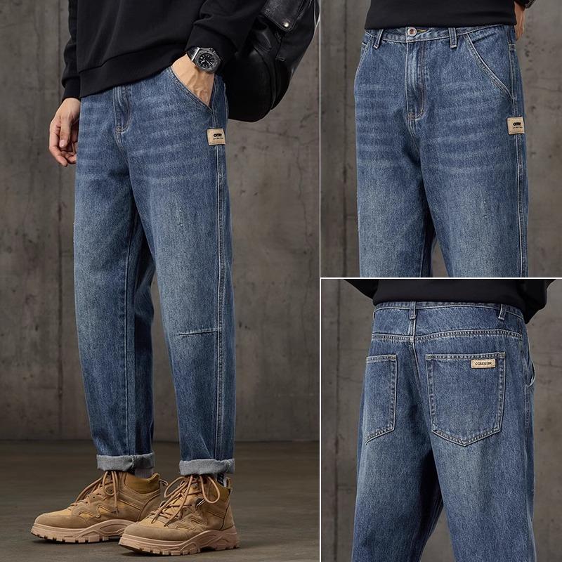 Весна и осень зима новые мужские плюшевые/обычные джинсы облегающие прямые эластичные деловые универсальные длинные брюки