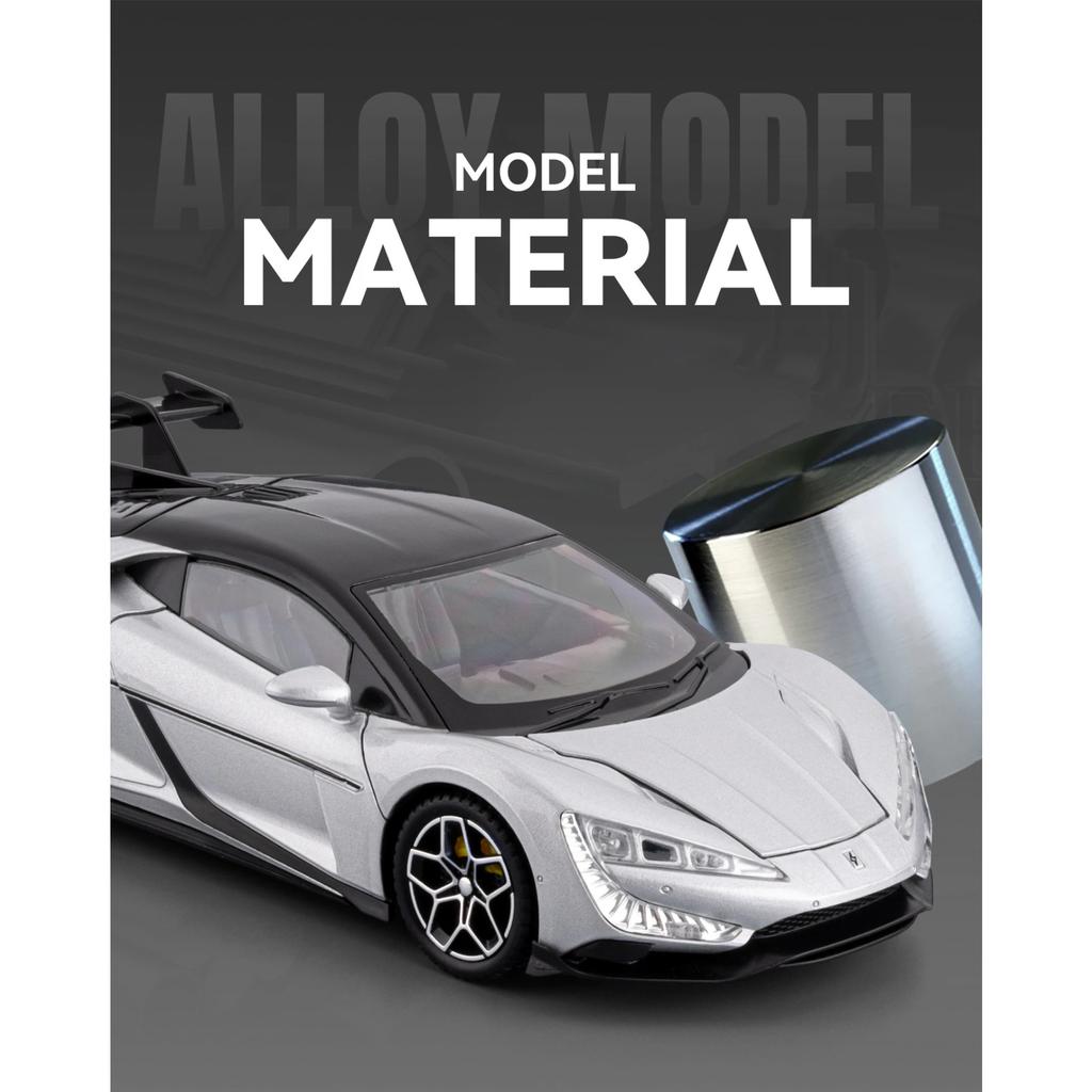 1/24 BYD Look UP U9 Суперкар Металлическая Модель Машинки Игрушка Литье под Давлением Металлическое Литье Звук и Свет Машинки Игрушки для Детей Транспортное Средство