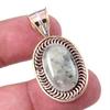 Natural Prehnite Gemstone 925 Solid Sterling Silver Two Tone Pendant 1.50" L0j90