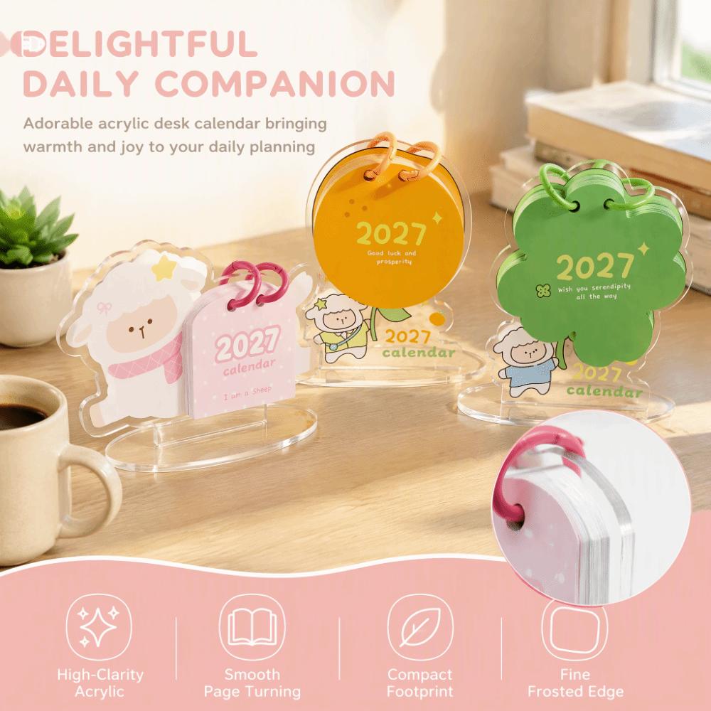Unique Cartoon Acrylic Desk Calendar Stable Cute 2027 Mini Calendar Clear Acrylic Office Desktop Calendar Small Gift