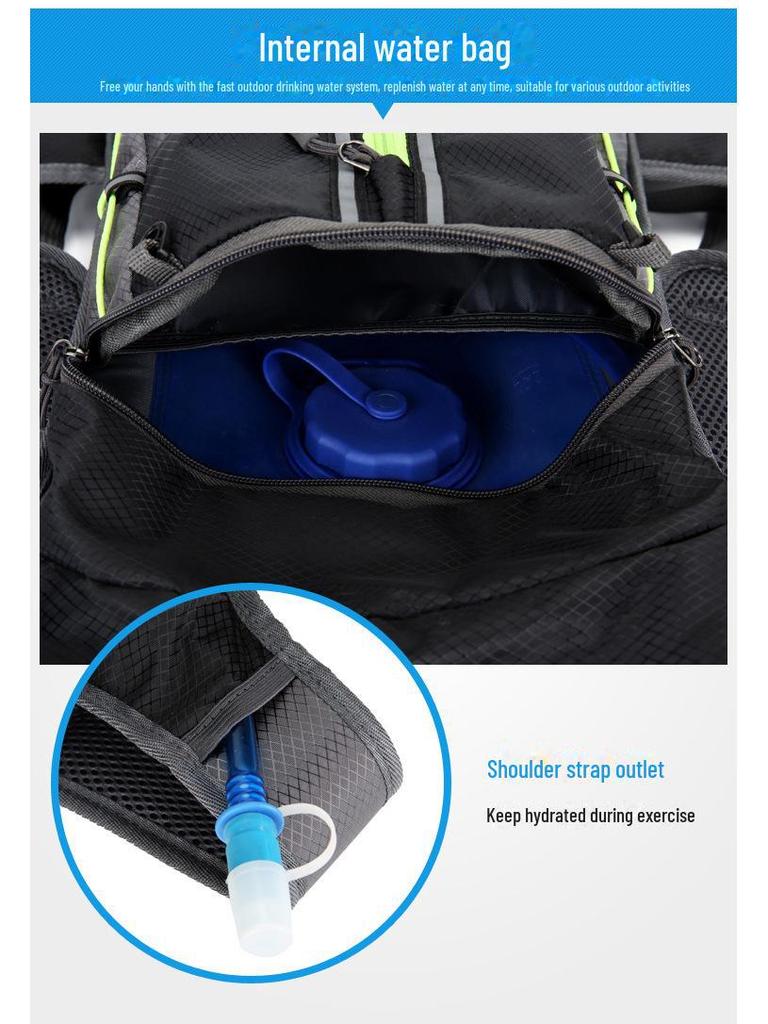 Lightweight, Breathable Outdoor Cycling Backpack with Water Bag & Helmet Storage - Unisex Wear-Resistant Design