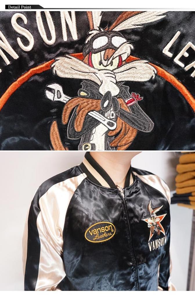 Looney Tunes Collaboration LOONEY TUNES Sukajan Wile Coyote Tweety [Banson] Мужская E. LTV-2504-Черный-M