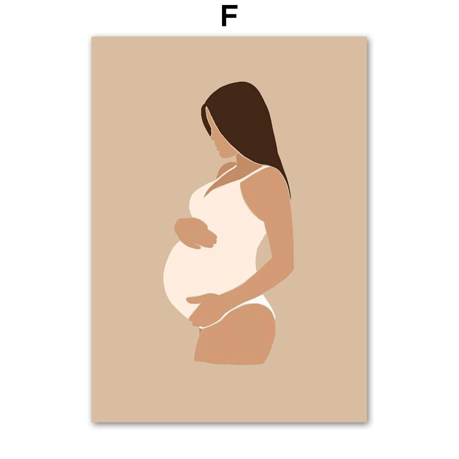 Беременная мама и ребенок, настенная живопись на холсте, картина для матери и ребенка, плакаты на скандинавскую тему и принты, настенные панно для детской комнаты, декор для спальни