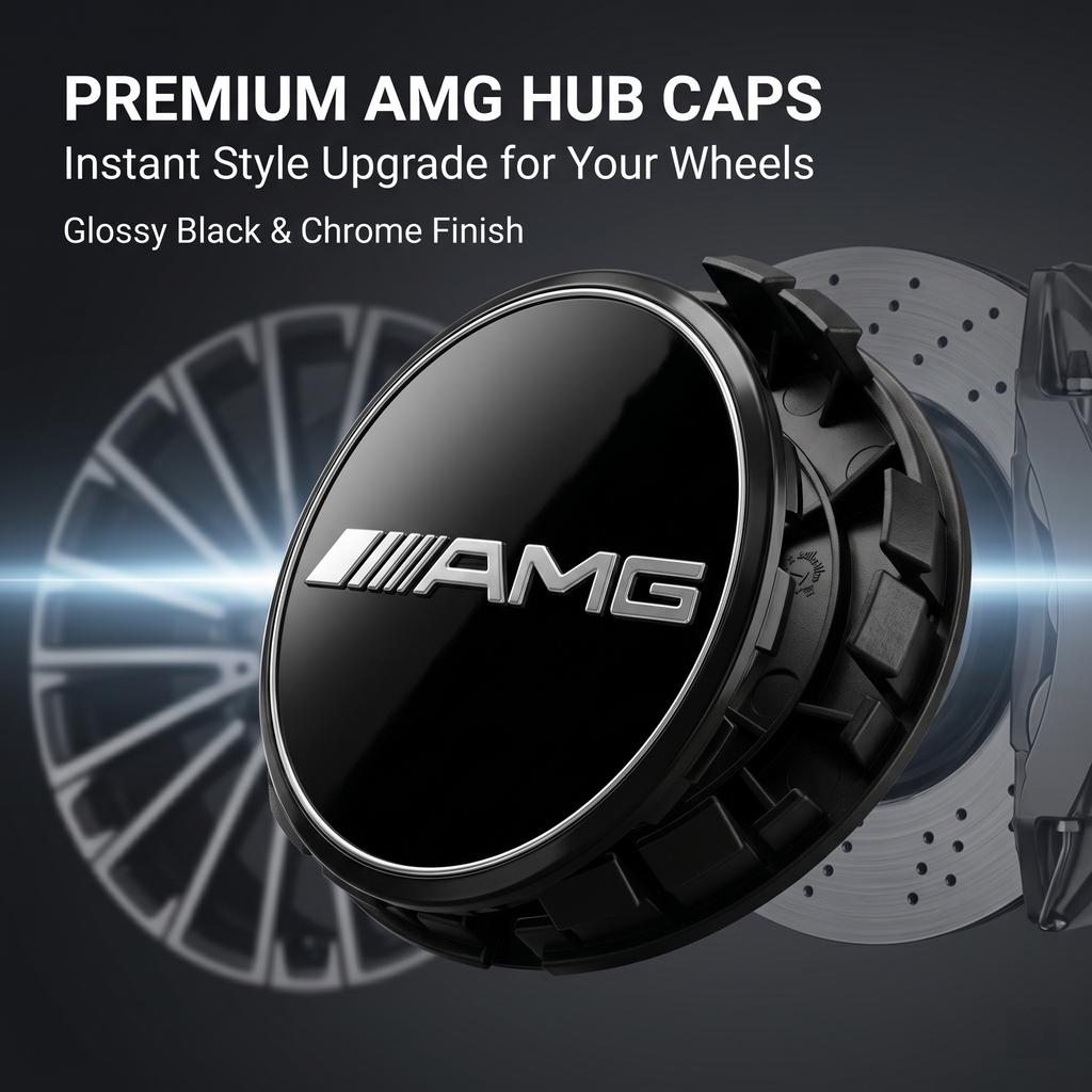 AABIG1 4Pcs 75mm Car Wheel Hub Center Cap Badge Decoration Cover Stickers For Mercedes Benz AMG W205 W218 W177 W176 W169 A B C E S Clas