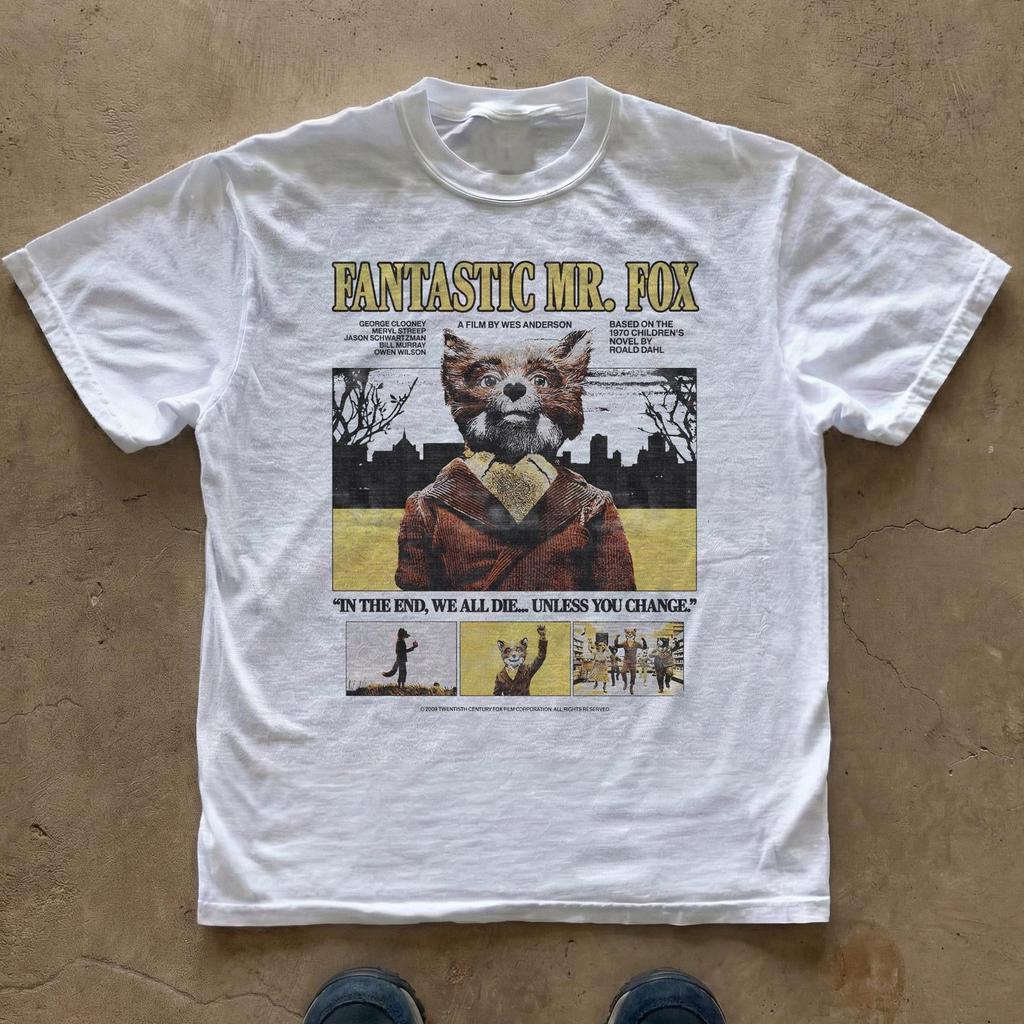 Summer Fox Multi Panel Collage Print White Tshirt Retro Frame Graphic Loose Oversized Short Sleeve Vintage Tees